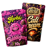 Bubblegum og Cali Cream 20g THCA bundle med topskud og static hash på sort baggrund