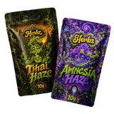 Thai Haze og Amnesia Haze 20g THCA bundle med to haze-topskud på sort baggrund