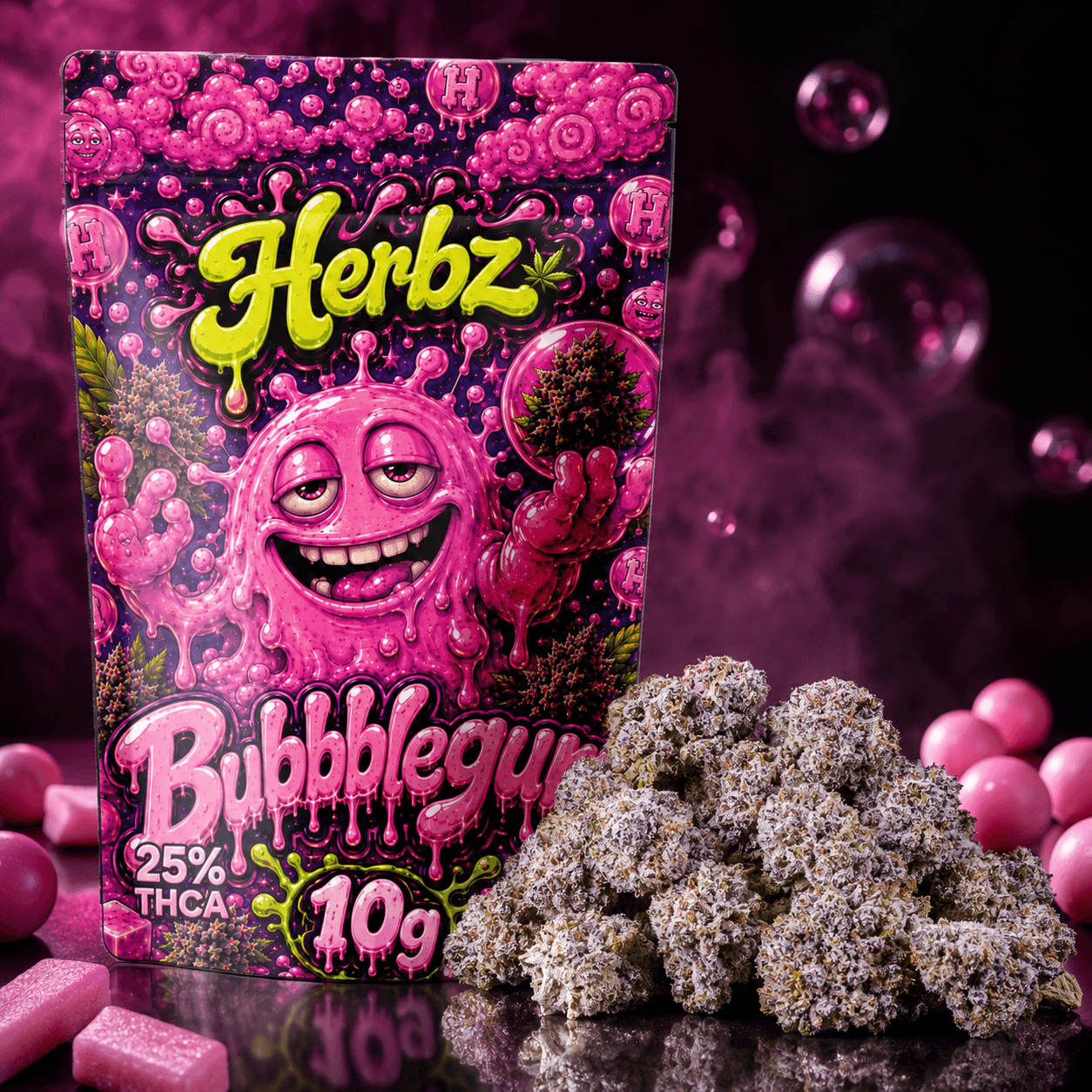 Bubblegum 25% THCA topskud med sød bærpræget aromaprofil