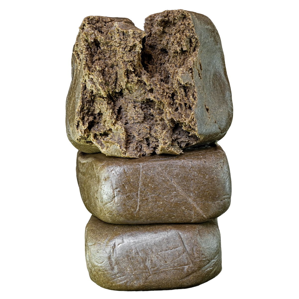 Bubble Hash med presset yderside og porøs trichomrig midte
