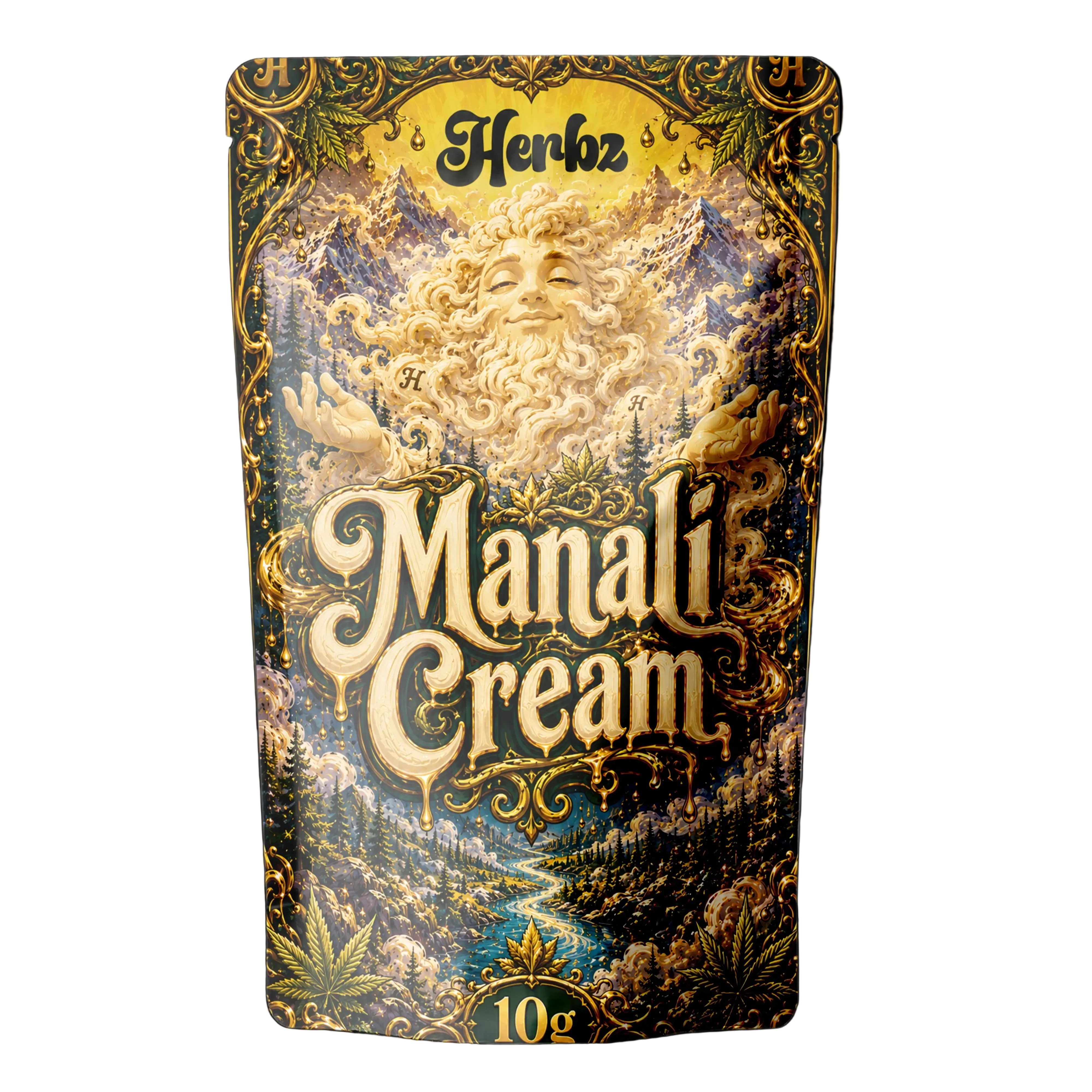 Manali Cream 40% THCA static hash med mørk resinrig struktur på sort baggrund