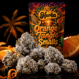 Orange Tangie Smalls popcorn buds med kompakt struktur og lyst resinlag